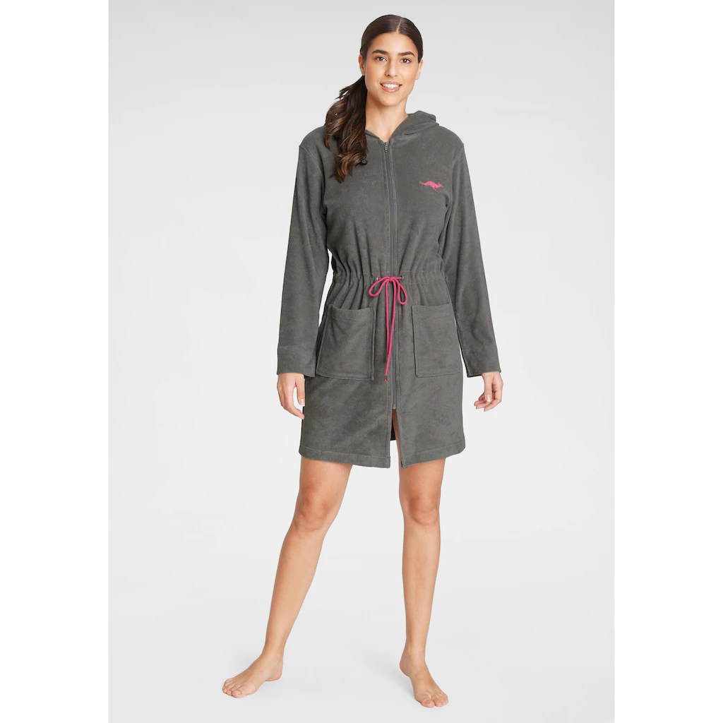 KangaROOS Damenbademantel »Kira ideal für Sauna & Spa Hotelbademantel Morgenmantel« (1 St.) mit Bindekordel kurz Bademäntel für Damen XS-3XL