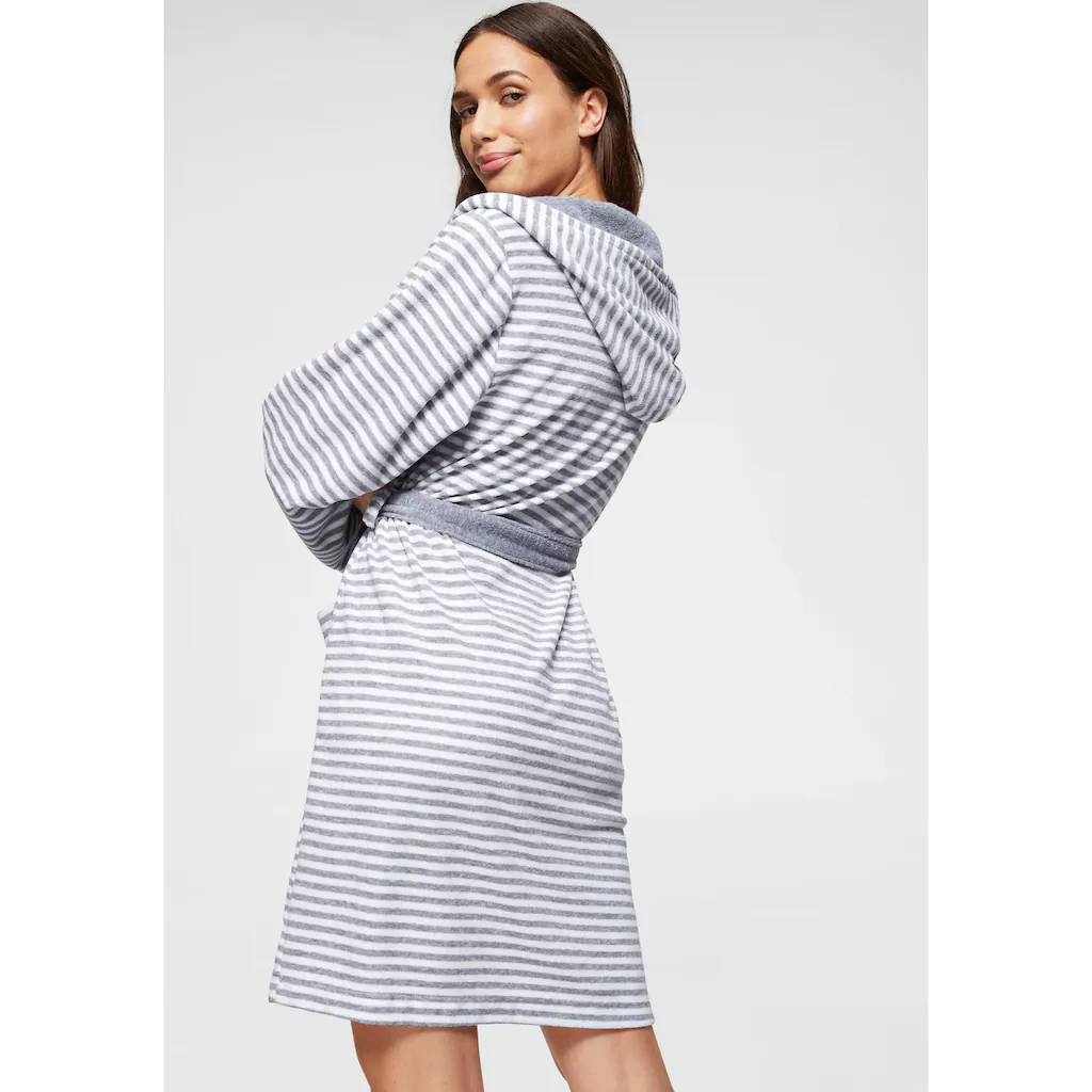 KangaROOS Damenbademantel »Luana Ideal Für Sauna & Spa Hotelbademantel Morgenmantel« (1 St.) Streifen - Bademantel Für Damen Gestreift XS-2XL