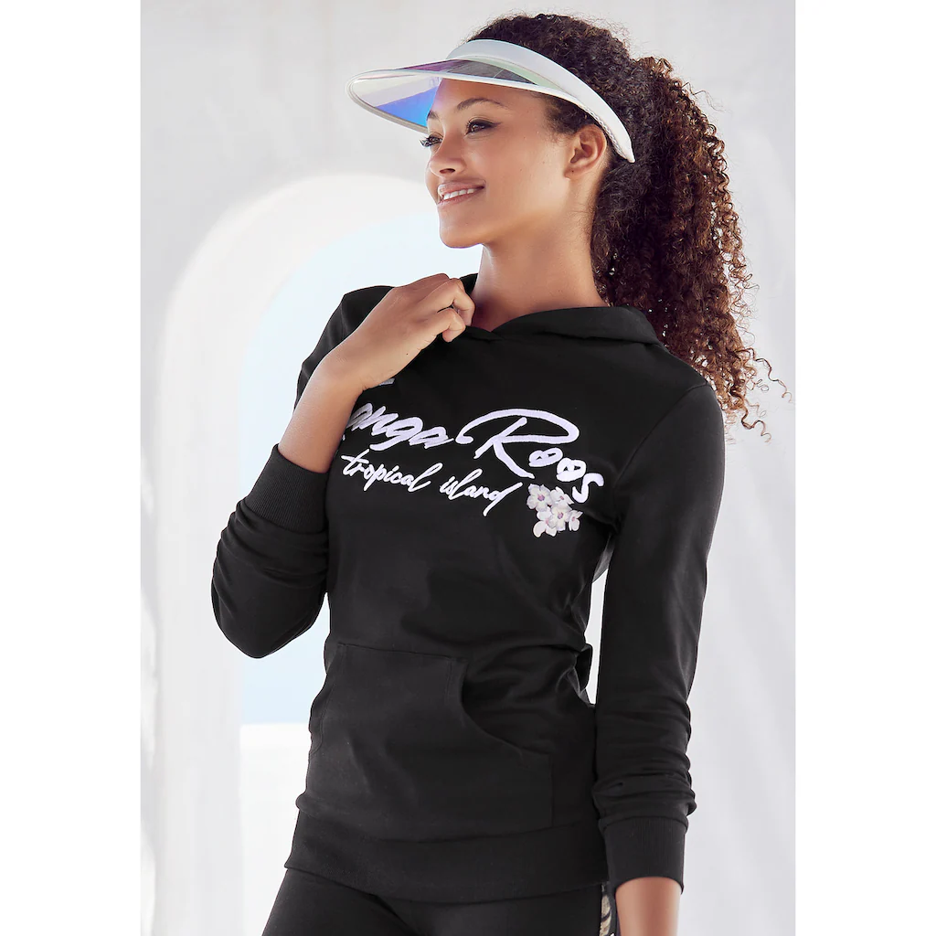 KangaROOS Kapuzensweatshirt Mit Stickerei und Blumendruck Loungeanzug Hoodie