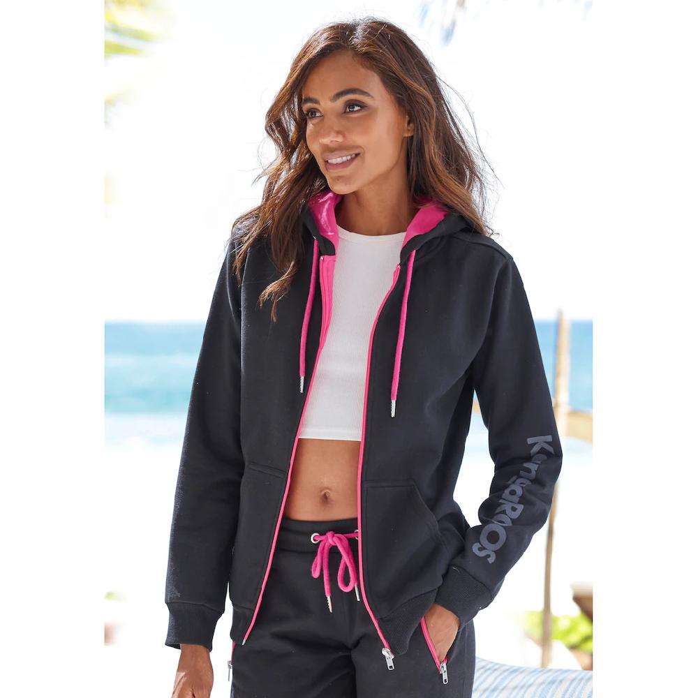 KangaROOS Sweatjacke mit kontrastfarbenen Details Loungewear KangaROOS Sweatjacke mit kontrastfarbenen Details Loungewear