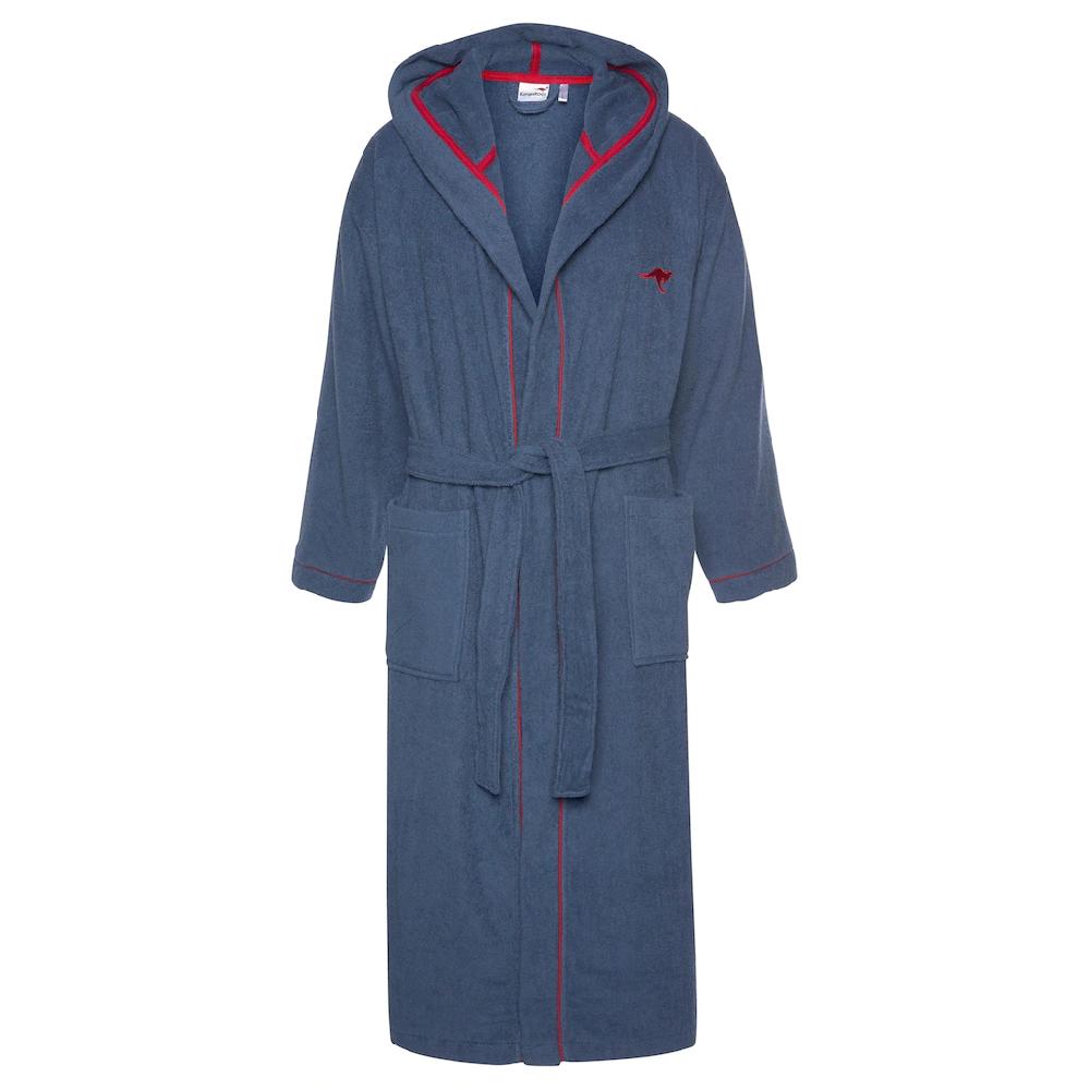 KangaROOS Unisex-Bademantel »Luke Ideal Für Sauna & Spa Hotelbademantel Morgenmantel« (1 St.) Für Damen & Herren Bademantel Mit Kapuze & Logostickerei S-2XL
