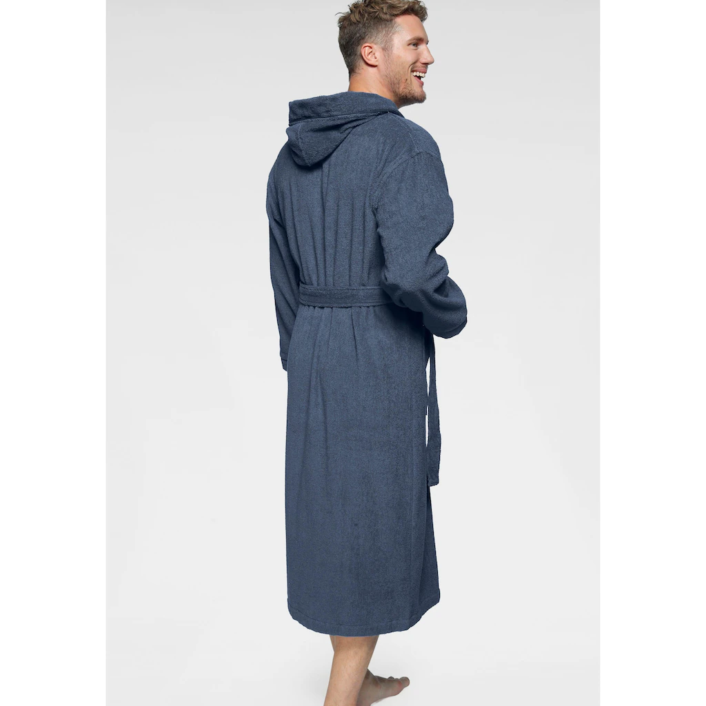 KangaROOS Unisex-Bademantel »Luke Ideal Für Sauna & Spa Hotelbademantel Morgenmantel« (1 St.) Für Damen & Herren Bademantel Mit Kapuze & Logostickerei S-2XL