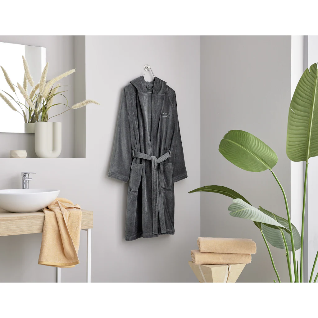 Kleine Wolke Unisex-Bademantel »Chill ideal für Sauna & Spa Hotelbademantel Morgenmantel« (1 St.) für Damen & Herren Uni Farben zwei Taschen S/M L/XL