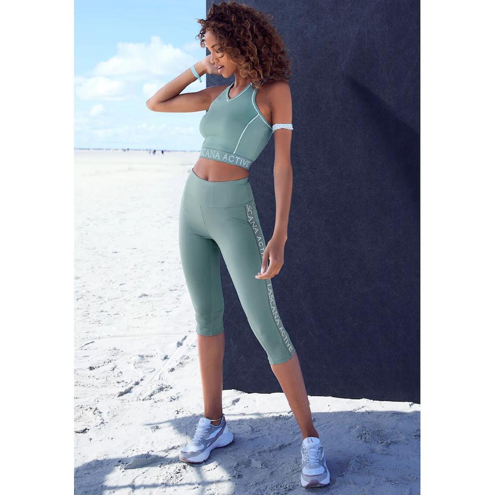 LASCANA ACTIVE Caprileggings Mit Seitlichem Logotape