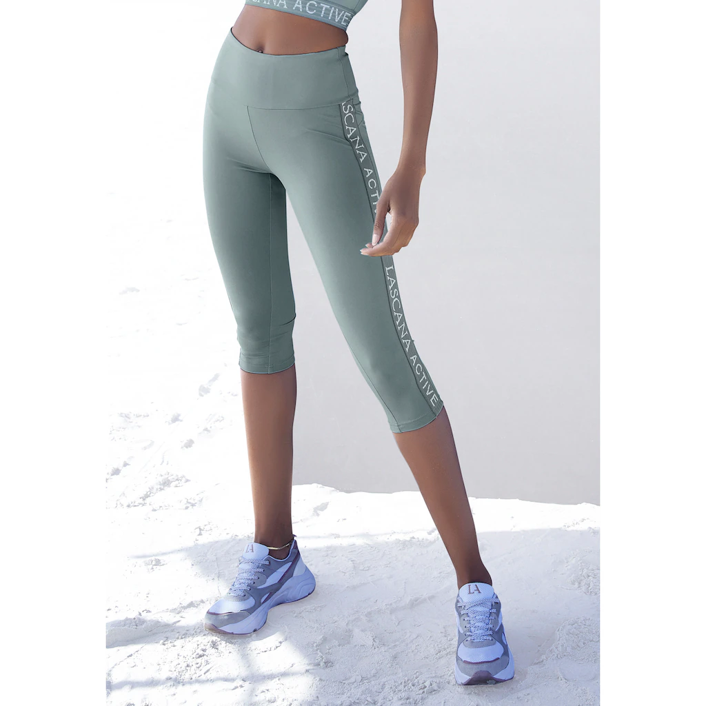LASCANA ACTIVE Caprileggings mit seitlichem Logotape