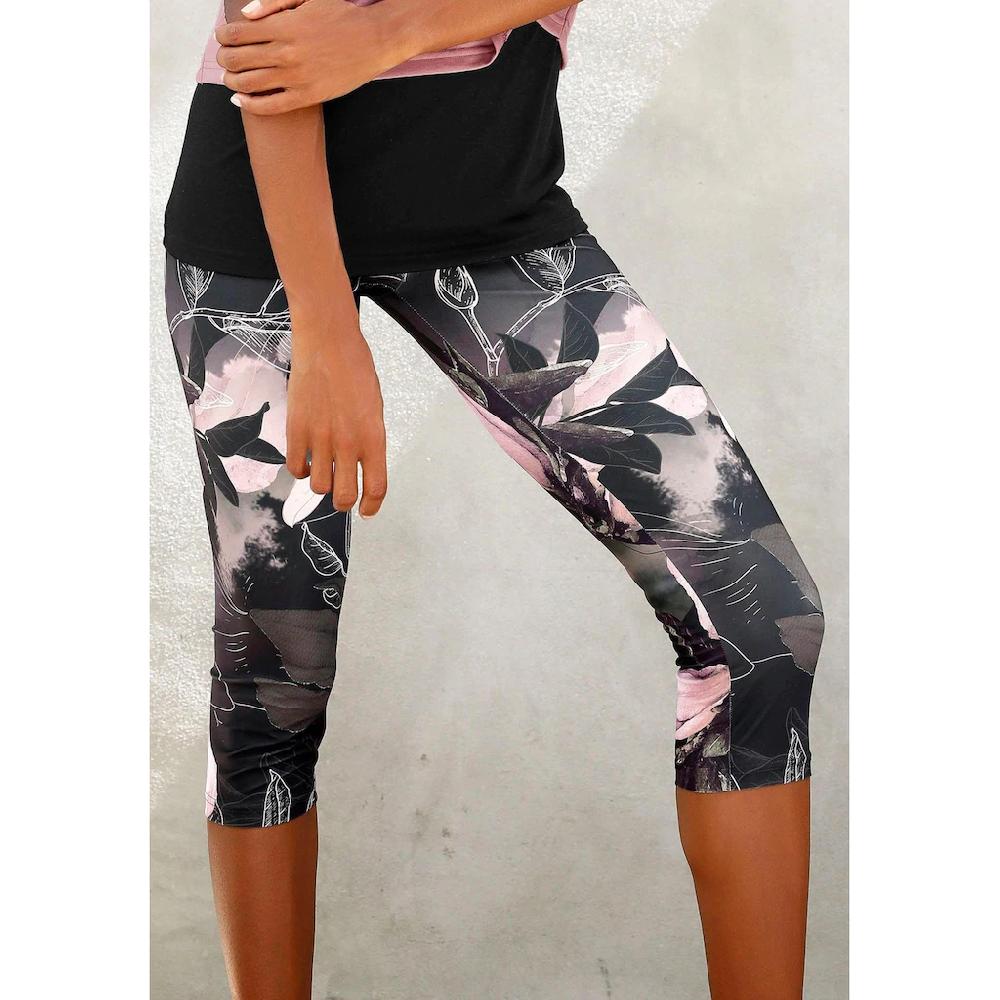 LASCANA ACTIVE Caprileggings »Tropical« mit abstraktem Blumenprint Loungewear