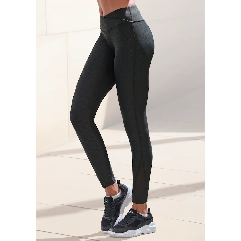 LASCANA ACTIVE Funktionsleggings Sportleggings mit V-förmigen Bündchen in Leo-Optik