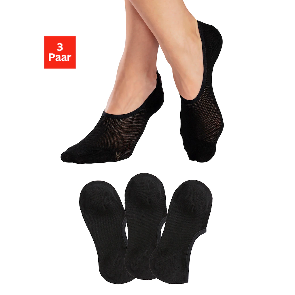 LASCANA ACTIVE Füßlinge (Packung 3 Paar) mit Pikee Struktur ▷ für