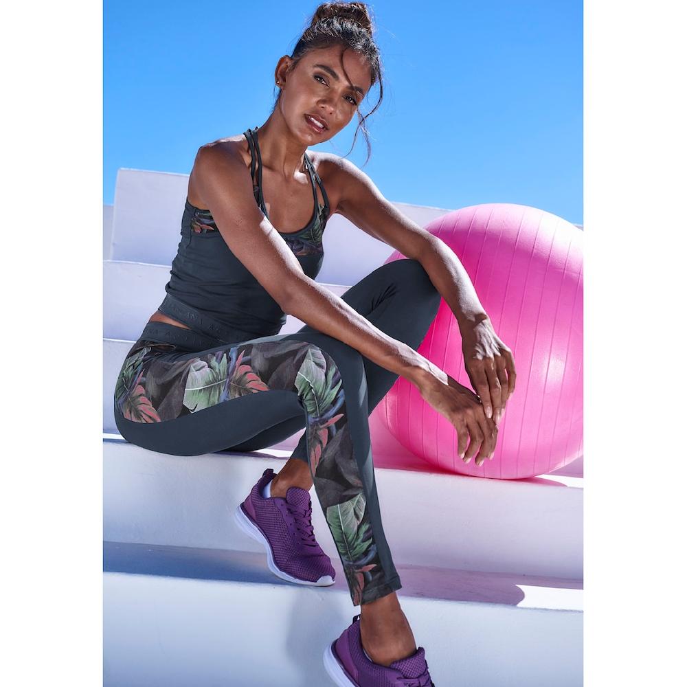 LASCANA ACTIVE Leggings Mit Seitlichen Floralen Einsätzen