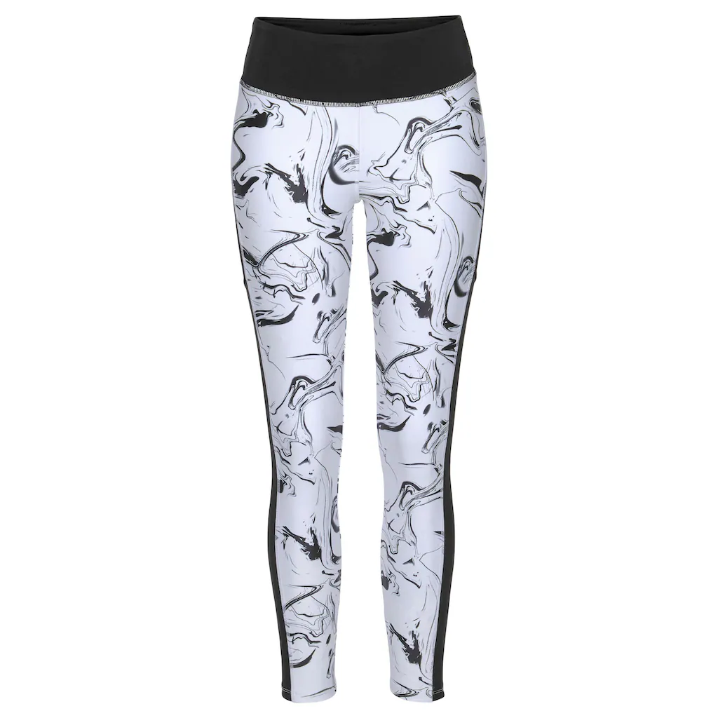 LASCANA ACTIVE Leggings »White Marble« Im Marmor-Muster Mit Seitenstreifen
