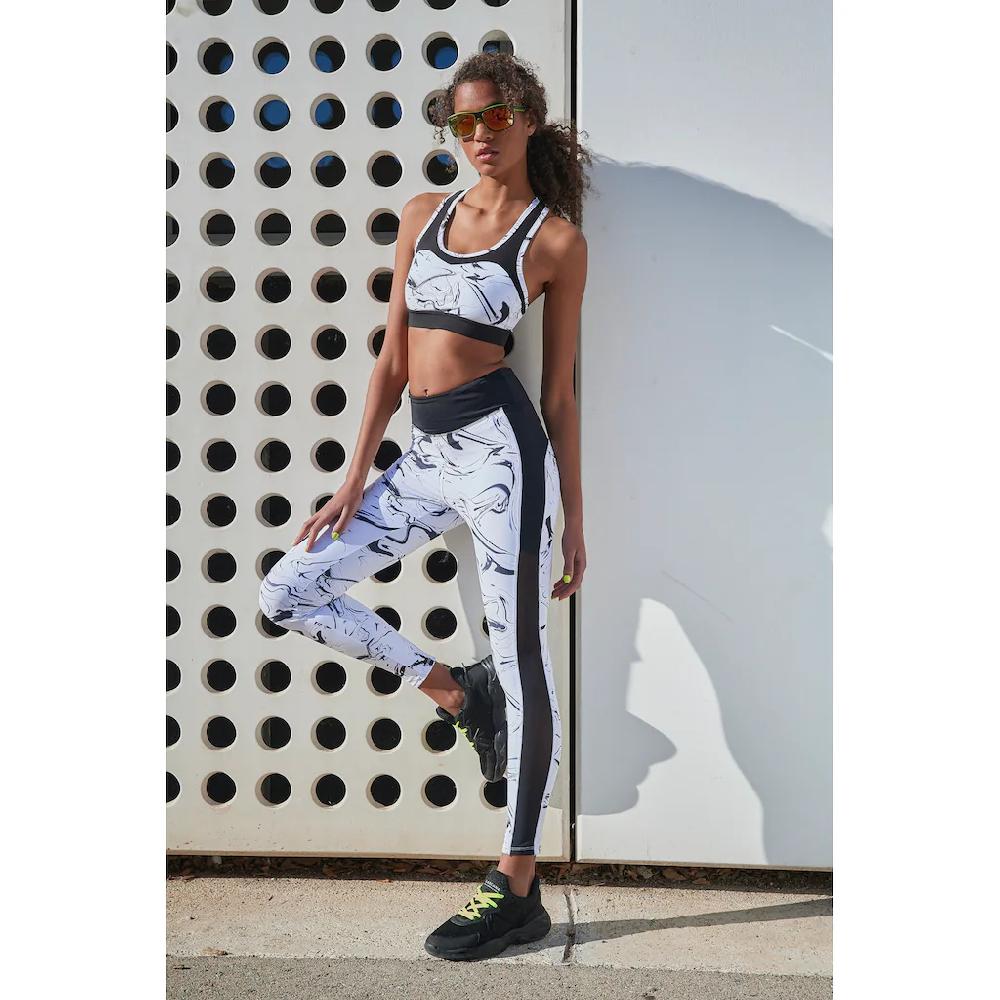LASCANA ACTIVE Leggings »White Marble« Im Marmor-Muster Mit Seitenstreifen