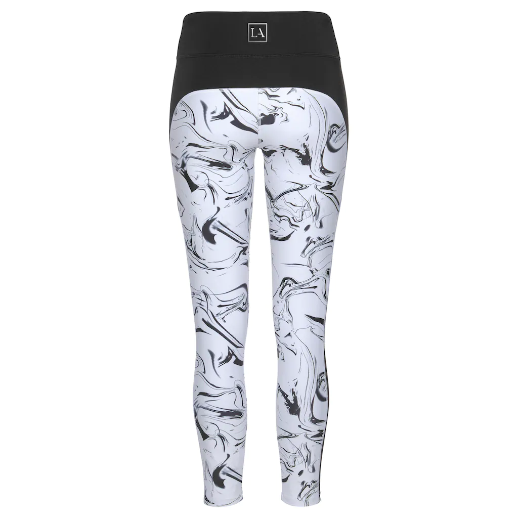 LASCANA ACTIVE Leggings »White Marble« Im Marmor-Muster Mit Seitenstreifen