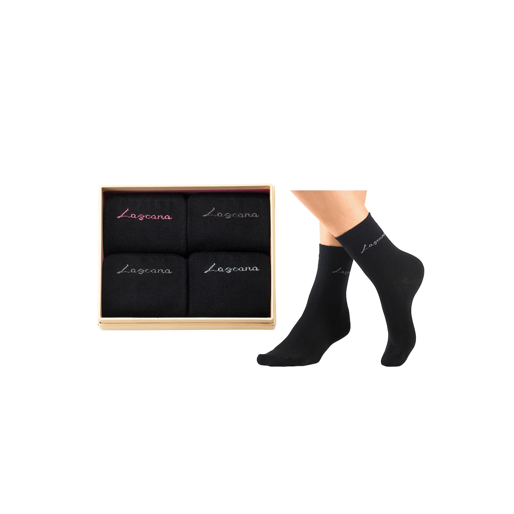 LASCANA Basicsocken (Box 4 Paar) In Ansprechender Geschenkbox
