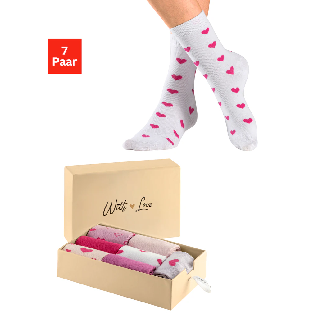 LASCANA Basicsocken »Valentinstag Geschenk« (Box 7 Paar) in Geschenkbox kaufen
