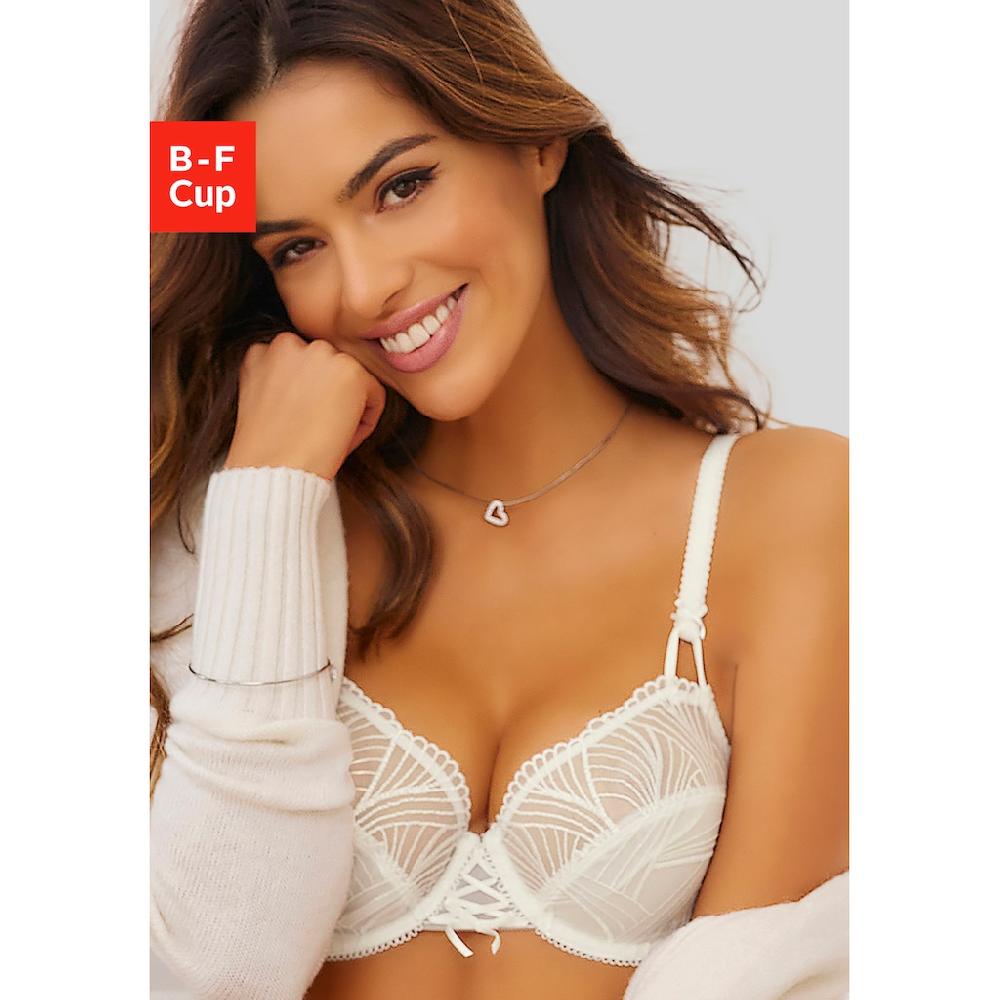 LASCANA Bügel-BH mit modischer Stickerei Spitze und Schnürung Dessous online kaufen