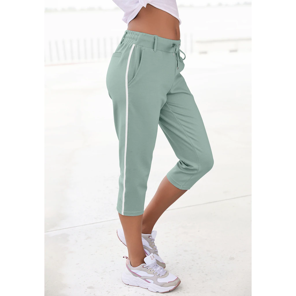LASCANA Caprihose mit seitlichen Streifen Loungewear