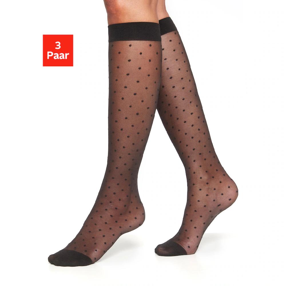 LASCANA Feinkniestrümpfe (Packung 3 Paar) mit kleinem Punkt Design kaufen