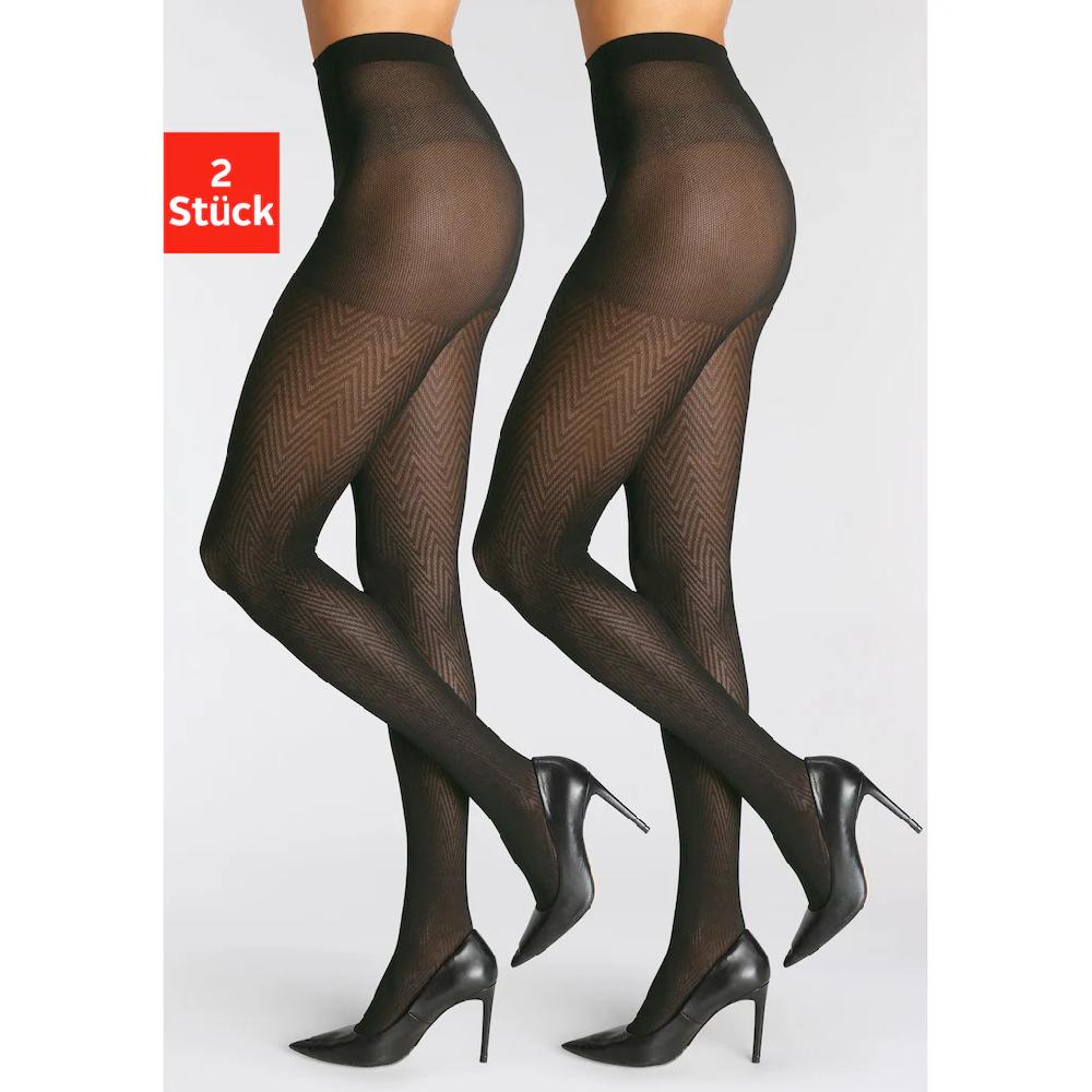 LASCANA Feinstrumpfhose (Packung 2 St.) mit einem Zickzackmuster bestellen