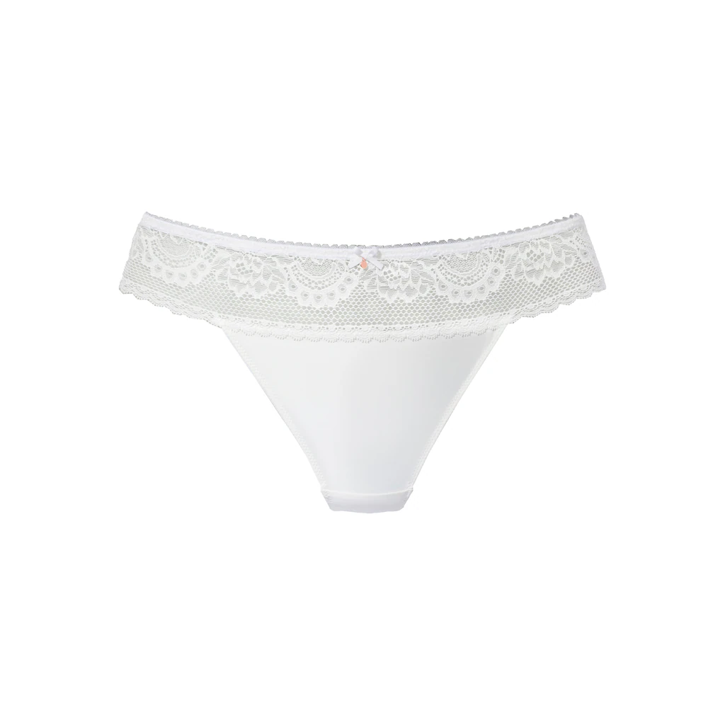 LASCANA High-Waist-String Mit Breitem Bund Aus Floraler Spitze
