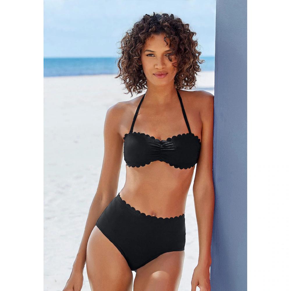 LASCANA Highwaist-Bikini-Hose »Scallop« mit gelaserter Wellenkante kaufen