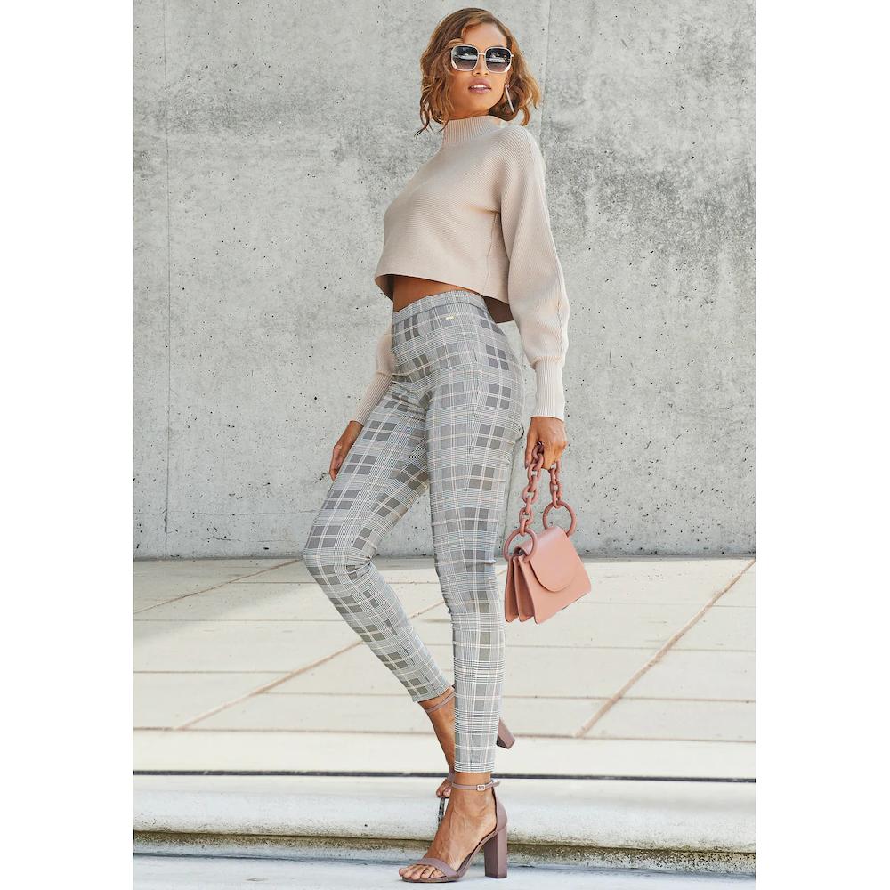 LASCANA Highwaist Leggings Mit Karomuster