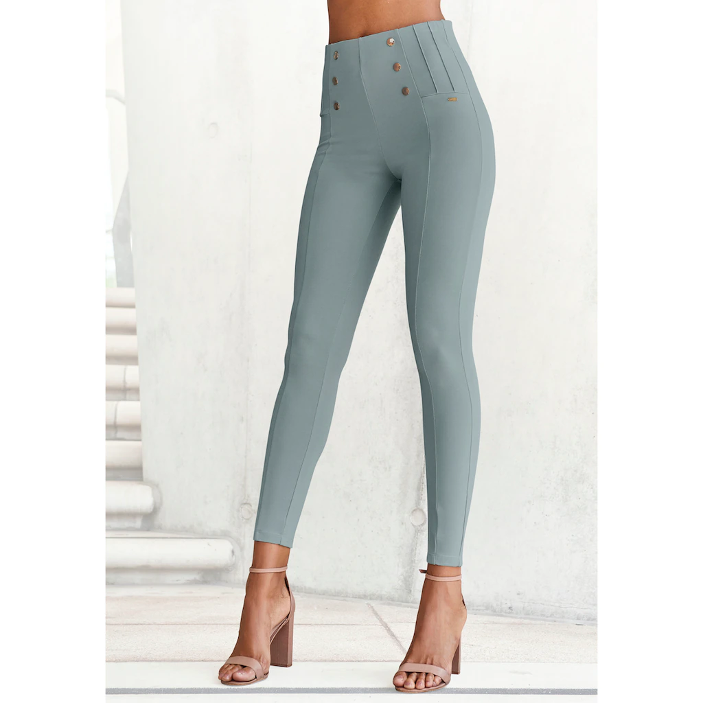 LASCANA Highwaist Leggings mit Zierknöpfen