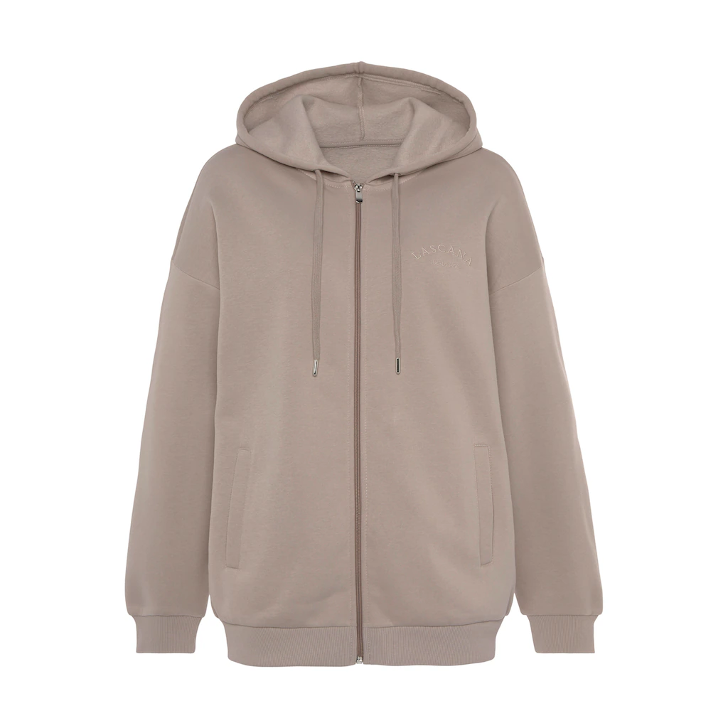 LASCANA Kapuzensweatjacke Mit Seitlichen Taschen Und Innen Angeraut Loungewear