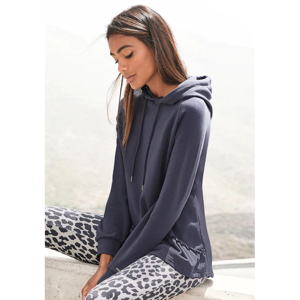 LASCANA Kapuzensweatshirt mit Rüschen Loungeanzug Hoodie