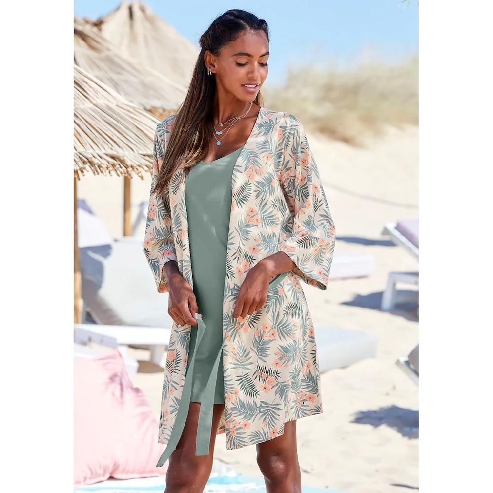 LASCANA Kimono In Uni Und Allover-Druck Bestellen