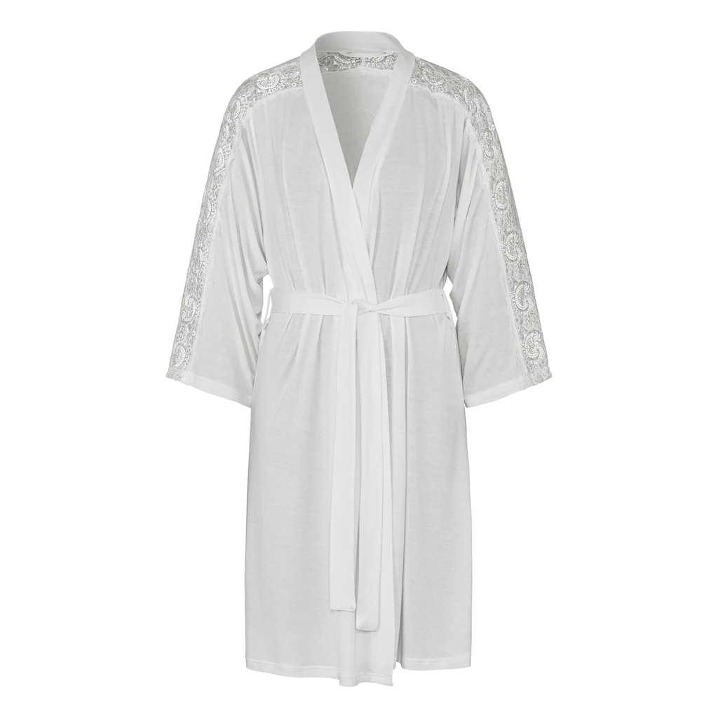 LASCANA Kimono Mit Spitzeneinsatz An Ärmel Schulter + Rücken Online Bestellen