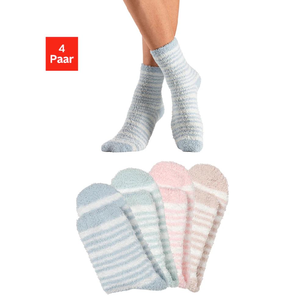 LASCANA Kuschelsocken (Packung 4 Paar) Aus Weicher Und Warmer Flausch-Qualität ▷ Für