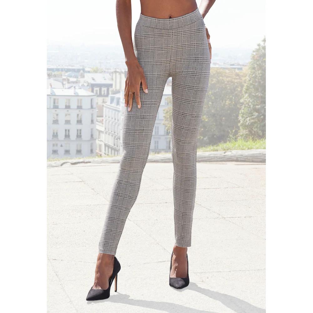 LASCANA Leggings mit klassischem Karomuster Gesäßtaschen elegant schmale Passform