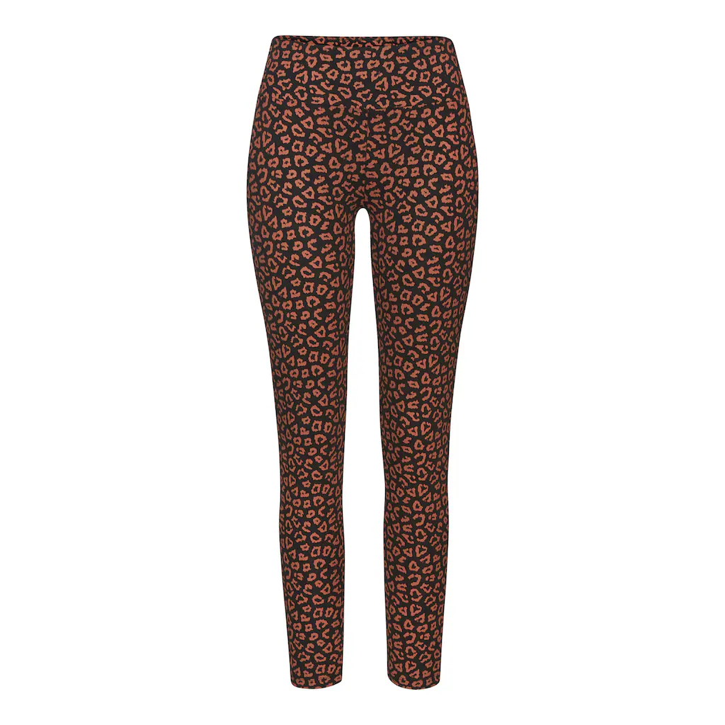 LASCANA Leggings Sweatleggings Mit Breitem Bündchen Im Leo-Print Loungewear