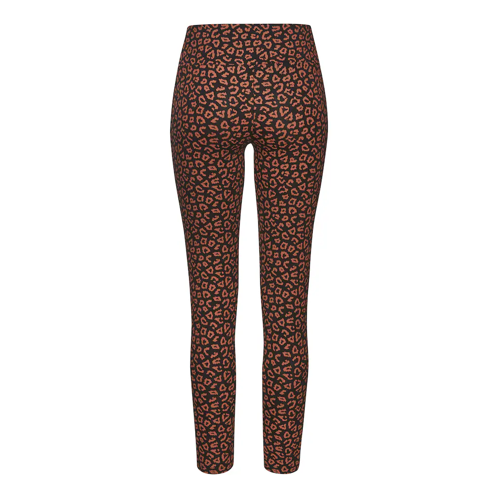 LASCANA Leggings Sweatleggings Mit Breitem Bündchen Im Leo-Print Loungewear