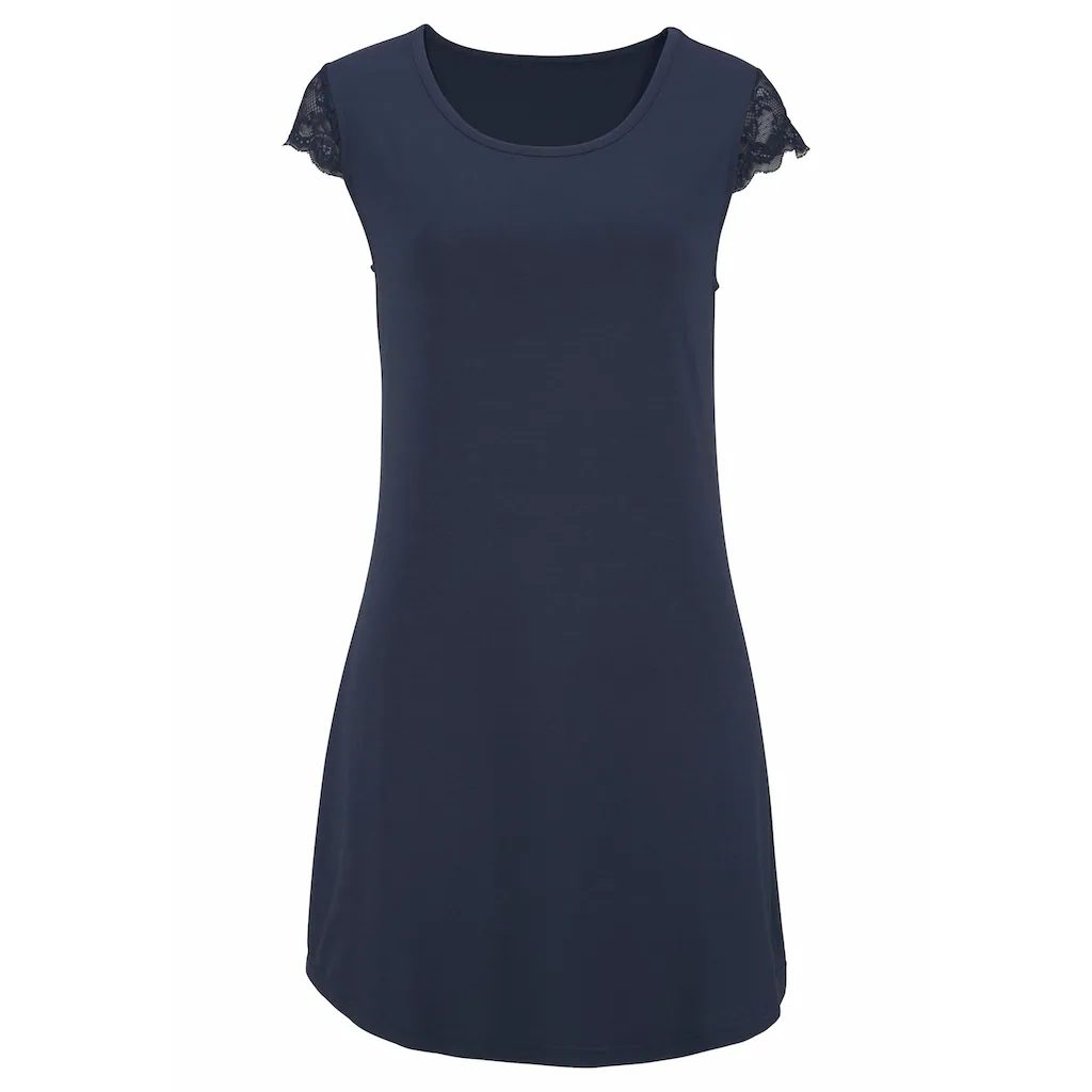 LASCANA Nachthemd Mit Abgerundetem Saum Online Kaufen