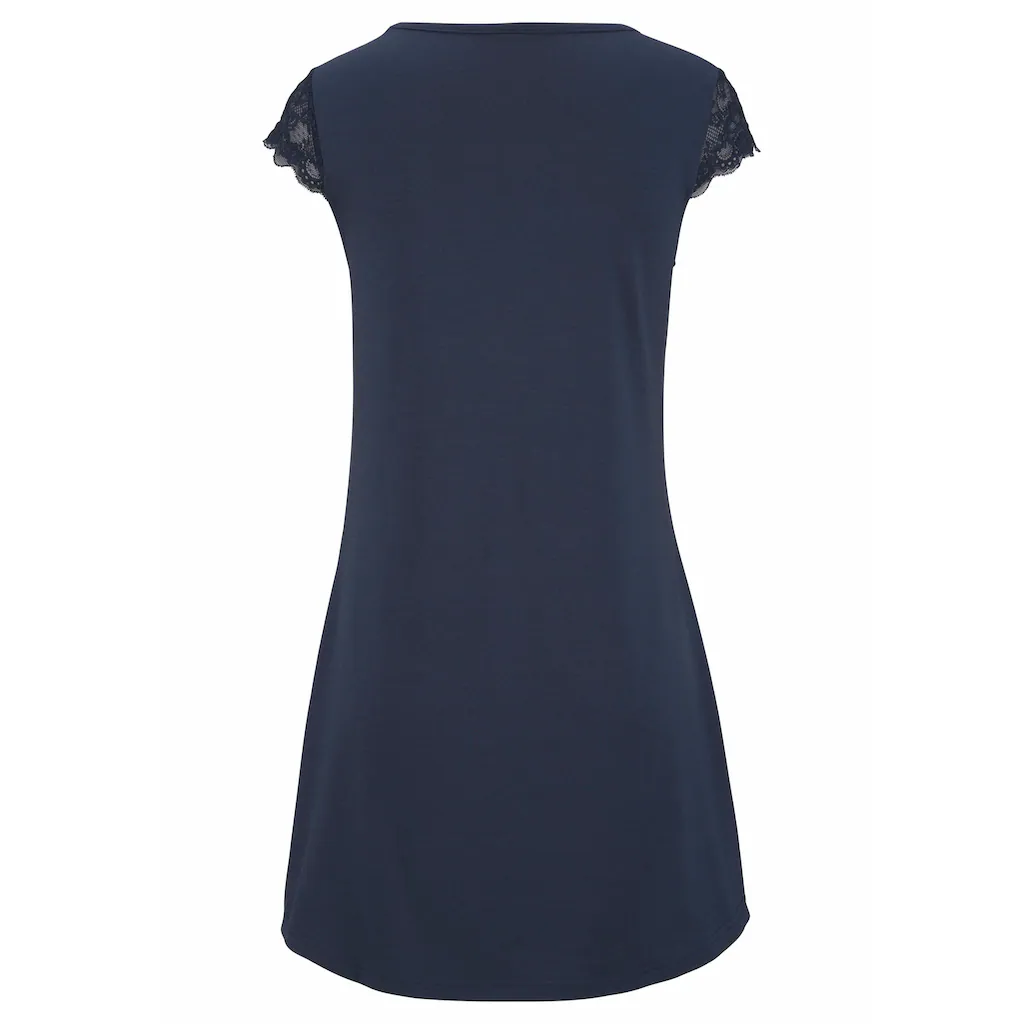 LASCANA Nachthemd Mit Abgerundetem Saum Online Kaufen