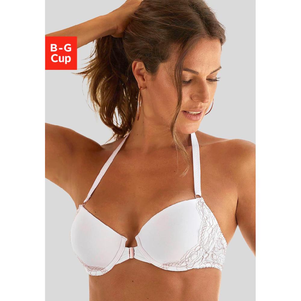 LASCANA Neckholder-BH mit Vorderverschluss und Spitze in einem schimmernden Bronzeton kaufen