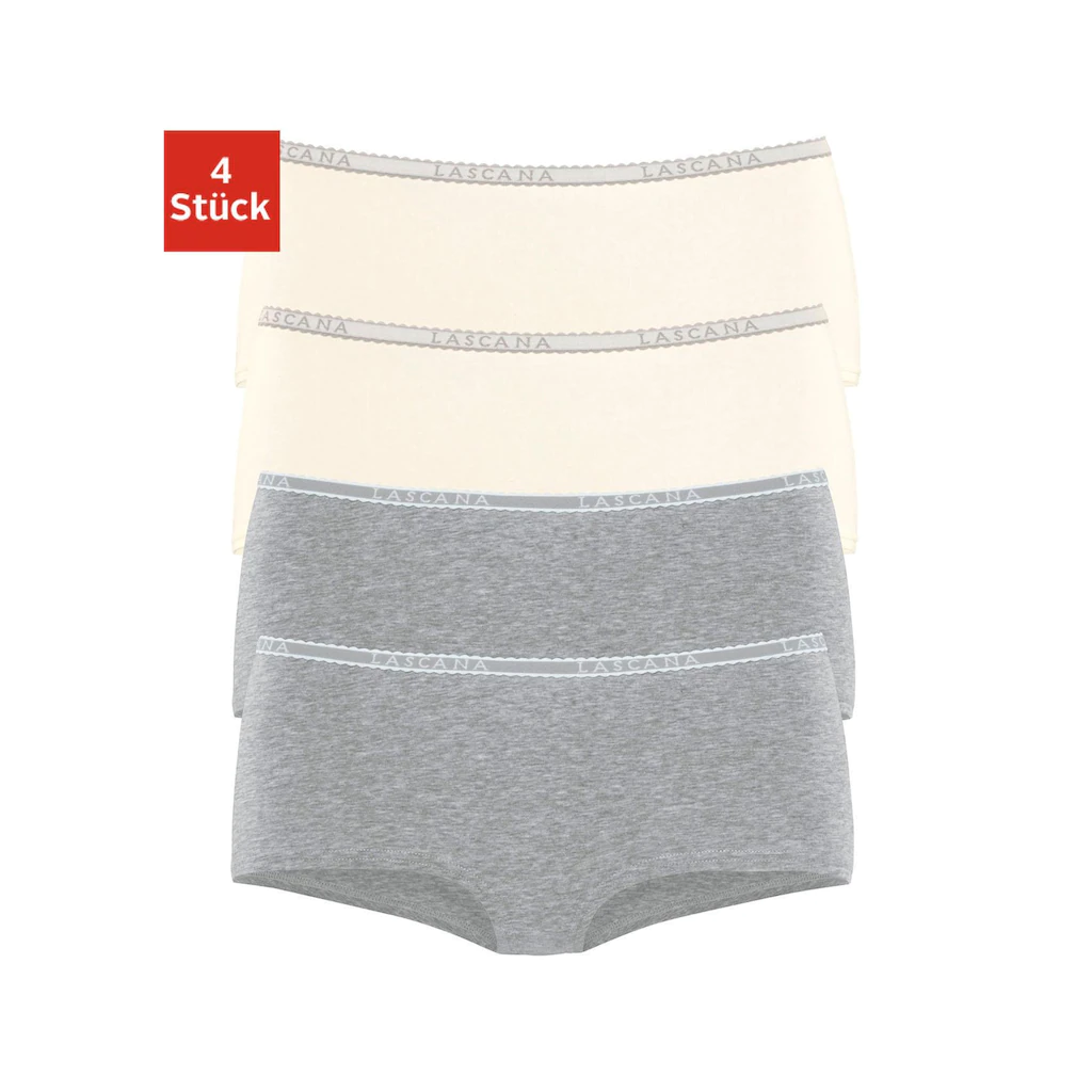 LASCANA Panty (4er-Pack) aus elastischer Baumwoll-Qualität
