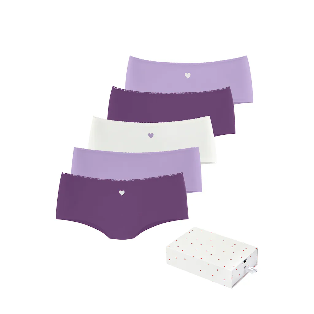 LASCANA Panty (5er-Pack) mit süßen Herzchen-Prints und aus elastischer Baumwoll-Qualität