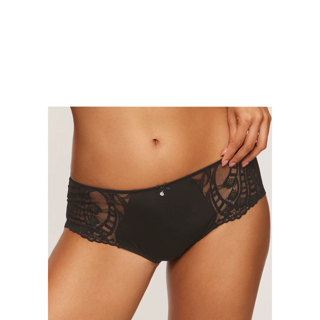 LASCANA Panty »Flora« mit feiner leicht transparenter Spitze und edlem Accessoire