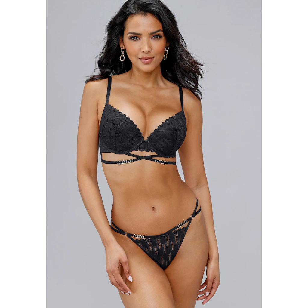 LASCANA Push-up-BH Mit Verführerischer Bänder-Optik Und Metallaccessoires Dessous Kaufen