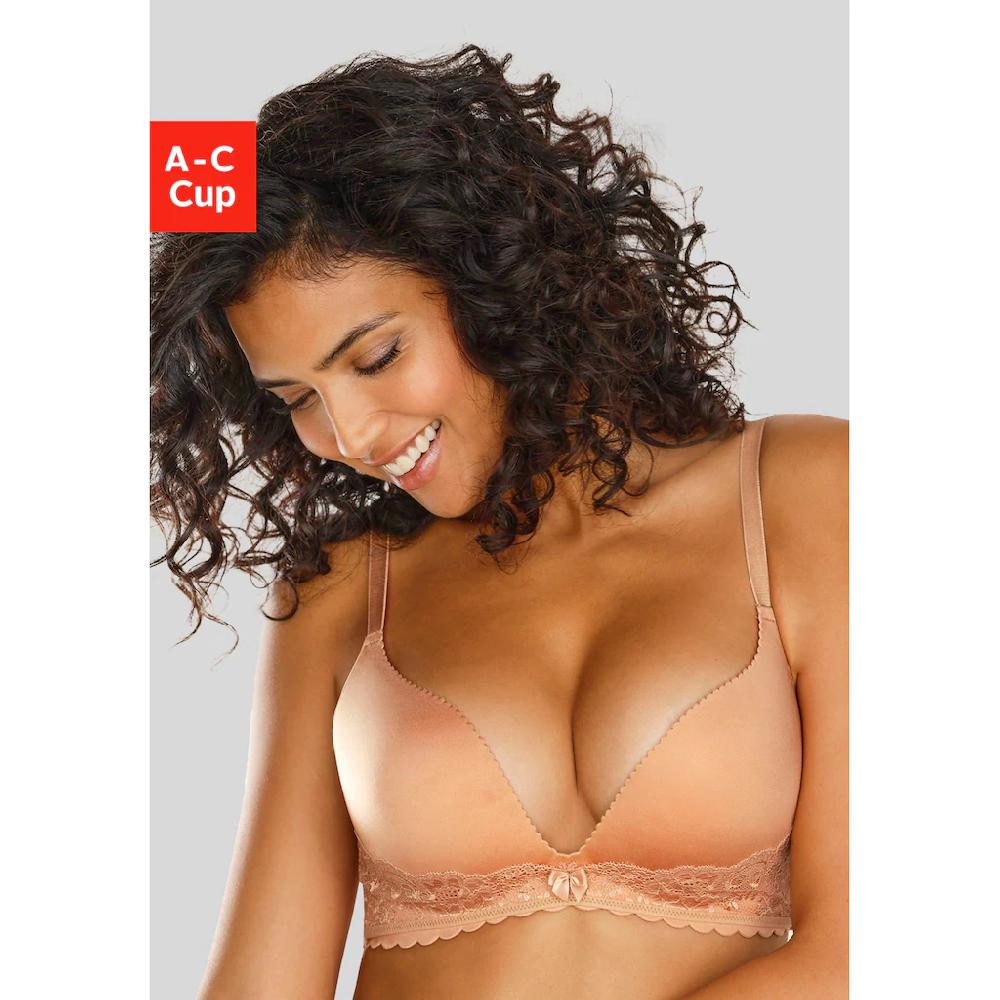 LASCANA Push-up-BH ohne Bügel mit extra flachen Kanten und feiner Spitze Dessous ▷ für