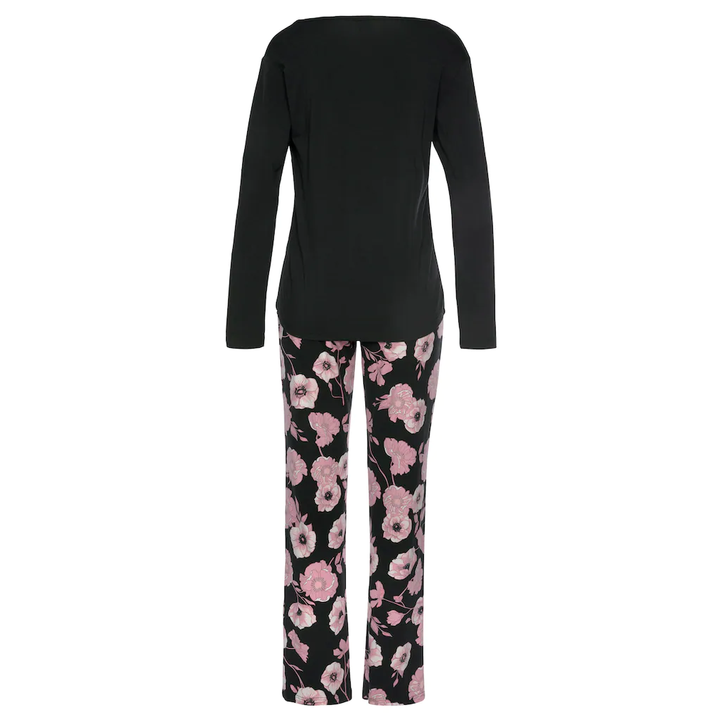 LASCANA Pyjama (2 Tlg.) Mit Blumenmuster Und Spitzendetails Online Kaufen