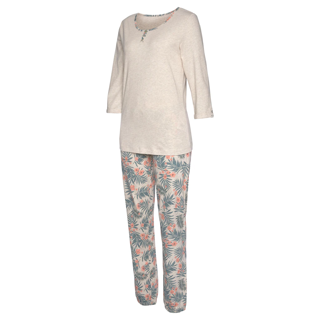 LASCANA Pyjama (2 Tlg.) Mit Gemusterter Hose ▷ Für