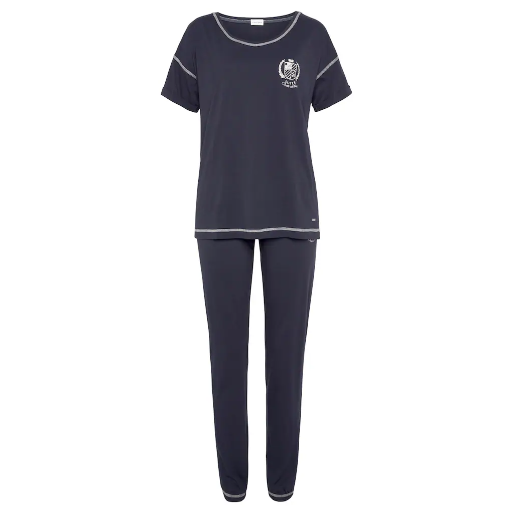 LASCANA Pyjama (2 Tlg.) Mit Kontrastfarbenen Ziersteppungen Online Bestellen