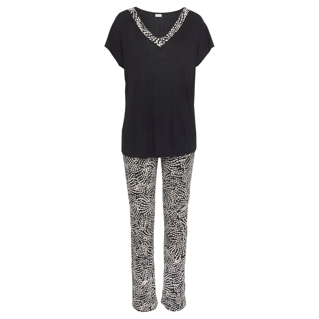 LASCANA Pyjama (Set 2 Tlg.) Mit Gemusterten Details Online Kaufen