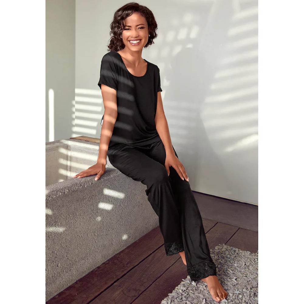 LASCANA Schlafhose Mit Edlen Spitzendetails ▷ Für