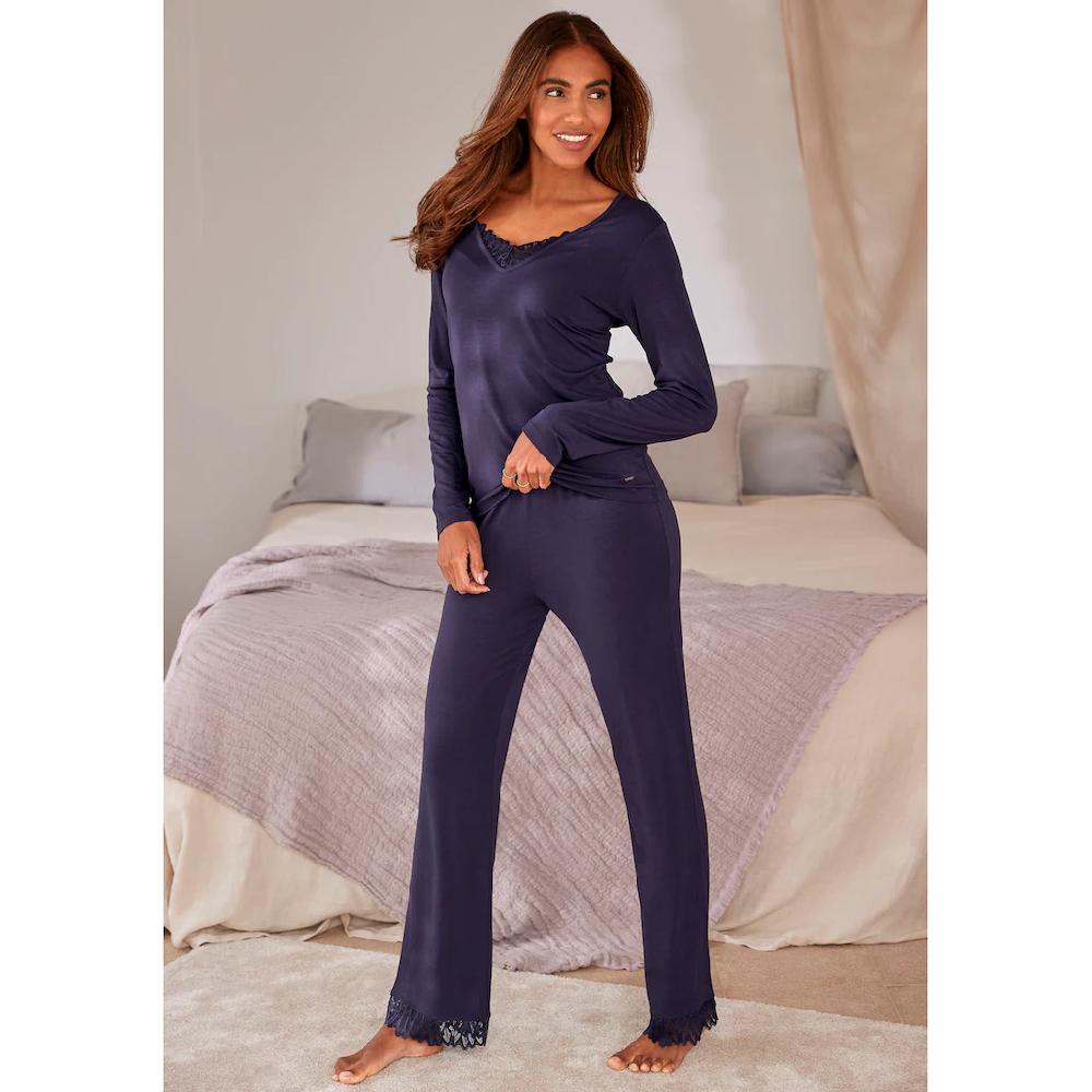 LASCANA Schlafhose Mit Spitzendetails ▷ Für