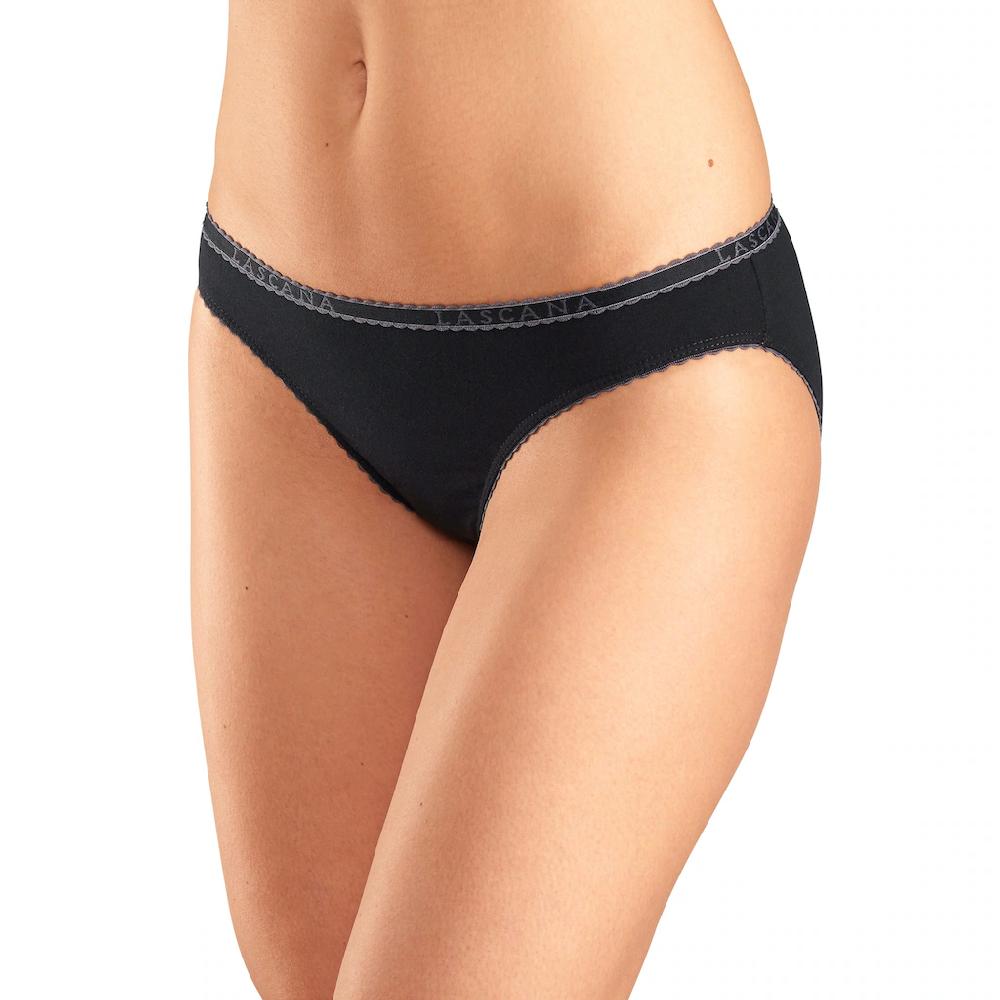 LASCANA Slip (4 Stück) Mit Kontrastfarbener Muschelkante