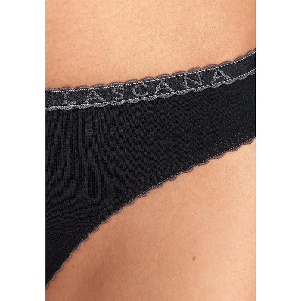 LASCANA Slip (4 Stück) Mit Kontrastfarbener Muschelkante